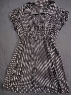Vanity Black and White Polka Dot Button-Front Dress